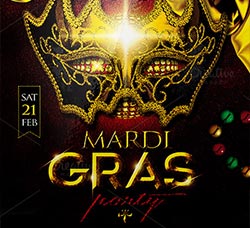 狂欢节海报模板：Mardi Gras Party Flyer